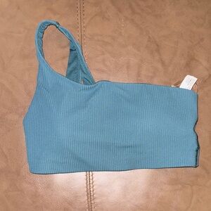 Lululemon Teal Ribbed One-Shoulder Top